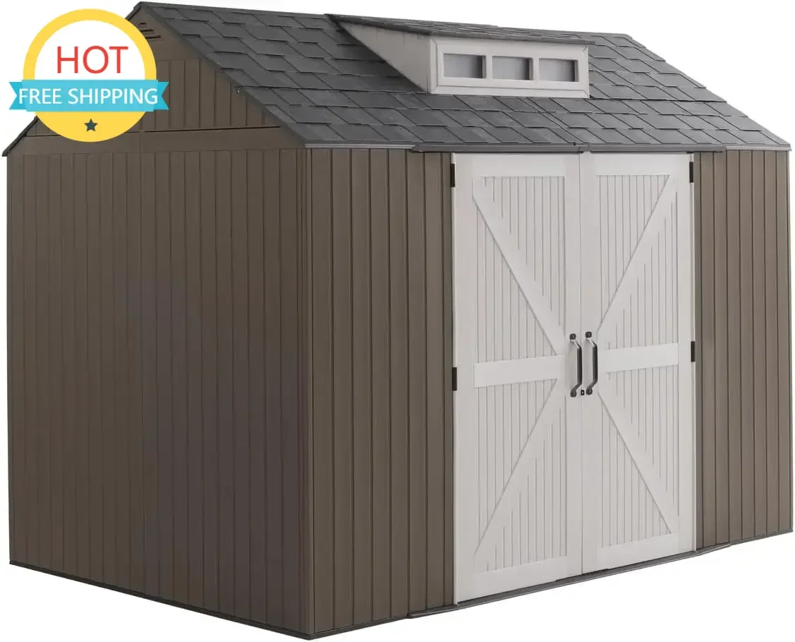 

Распродажа! Уличный сарай для хранения из полимерной смолы, очень большой, с полом (7 x 10,5 футов), устойчивый к погодным условиям, коричневый, для дома/сада.