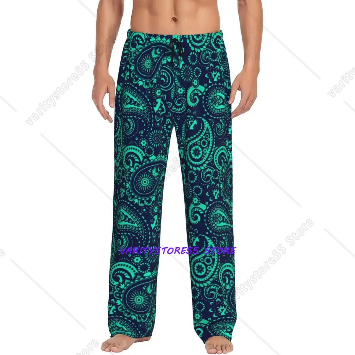 Custom Print Men Paisley Pajama Pants Floral Pattern Sleepwear Sleep Lounge Bottoms with Pockets