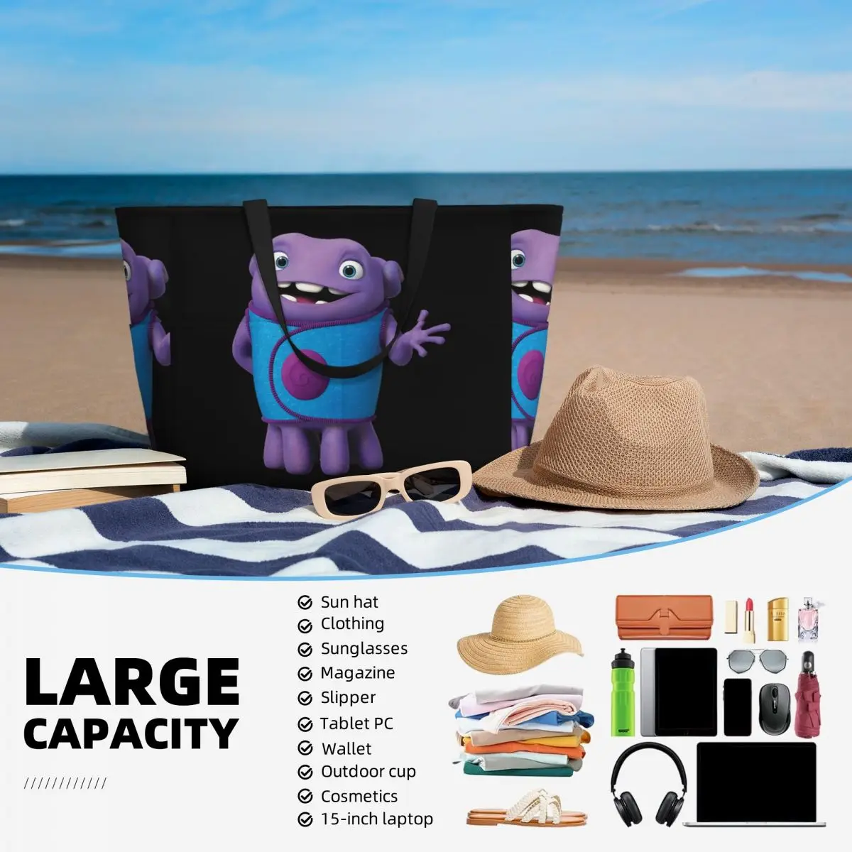 Oh The Boov Beach Tote Bag Sport Gym Yoga Duffle Large Tote Bag Women Travel Bag Fitness bag