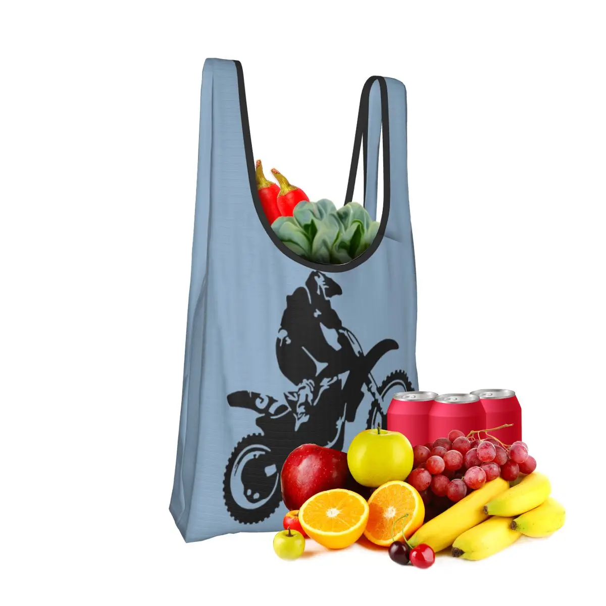 

Moto X Dirt Bike Monotone Векторная художественная сумка для покупок Портативные сумки-тоут Многоразовая сумка-шоппер на плечо Продуктовая сумка