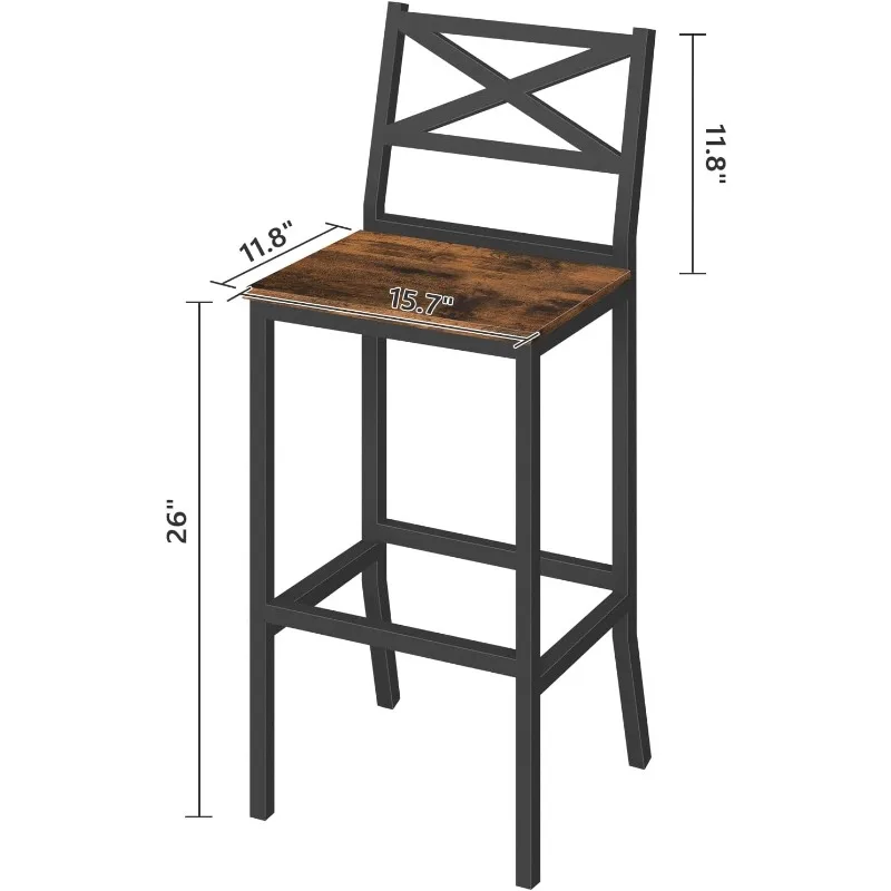 

Табуреты, набор из 2 стульев со спинкой и подставкой для ног, табуреты высотой 26 дюймов, кухонные барные стулья для завтрака