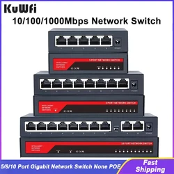 KuWFi Gigabit Netzwerk Schalter 1000Mbps Ethernet Switch 5/8/10 Port RJ45 LAN Hub Desktop Schnelle Schalter für Büro Schlafsaal Hause