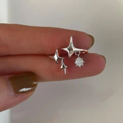 2022 Silver Color Minimalist Irregular Stars Open Ring for Women Tassel Unique Design Rhinestones Rings Jewelry Accessories Gift