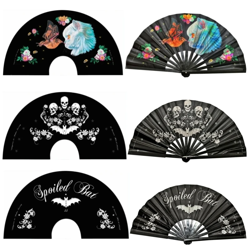 

84PCS 4 Designs Customized Large Rave Bamboo Folding Fan as Party Favor and Festival Gift