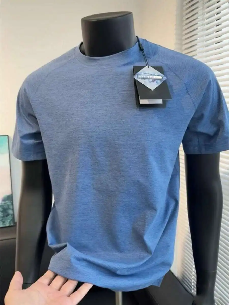 Camiseta Masculina de Corrida para Exterior com Secagem Rápida e Efeito Refrescante, Verão, Seda Gelada, Elástica, Fitness, C...