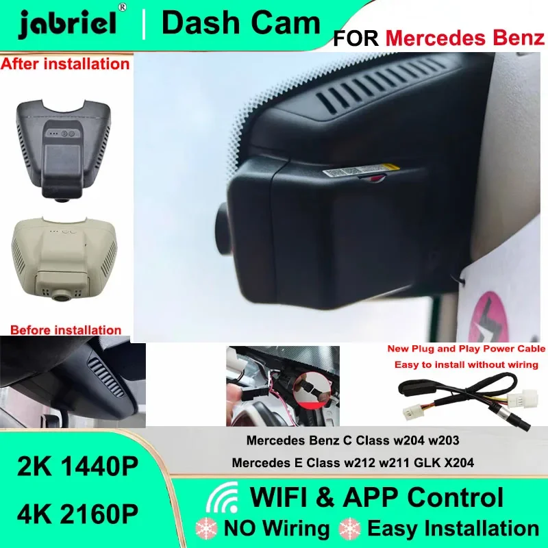 Jabriel for Mercedes Benz C Class w203 w204 for Mercedes Benz E Class w211 w212 GLK X204 Dash Cam Camera DVR 2K 4K Wifi Car DVR