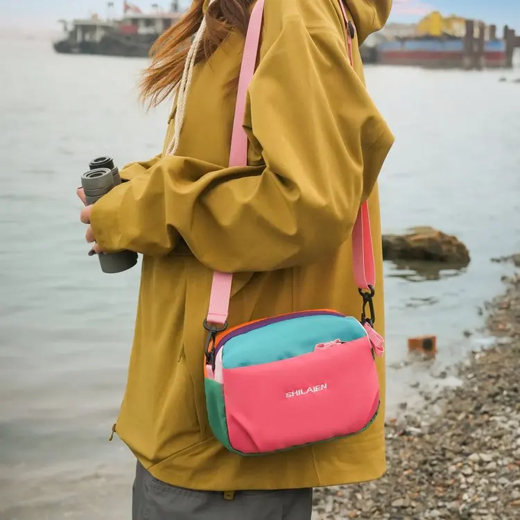 Ultra-Light Summer Color Block Women's Crossbody Bag Fashionable Outdoor Sports Single Shoulder Bag Durable Nylon Strap