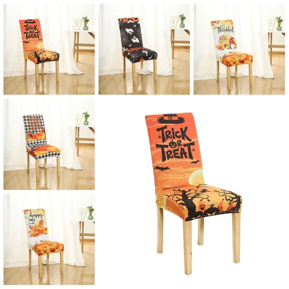 Funda para silla de Halloween con diseño de calavera, funda suave para asiento de silla de cena de Halloween, decoración de mesa de Festival rosa extraíble, cocina