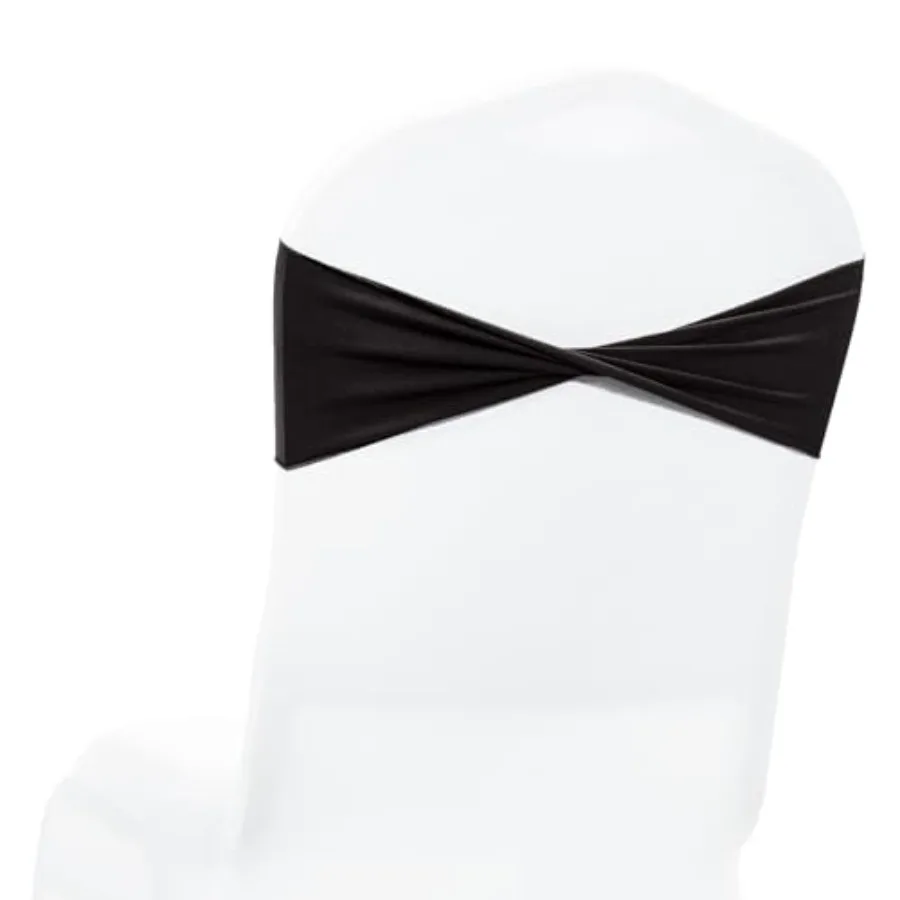 

® Pack of Stretch Spandex Chair Sashes Without Slider Buckle, Reusable Elastic Plain Chair Band Bow for Wedding, Reception, Par