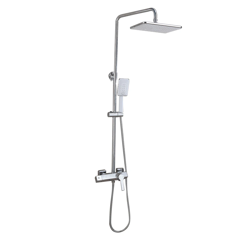 

SKOWLL Bathroom Shower System Wall Mount Rainfall Shower Head System with Multi-Function Handheld, Polished Chrome BW-26027