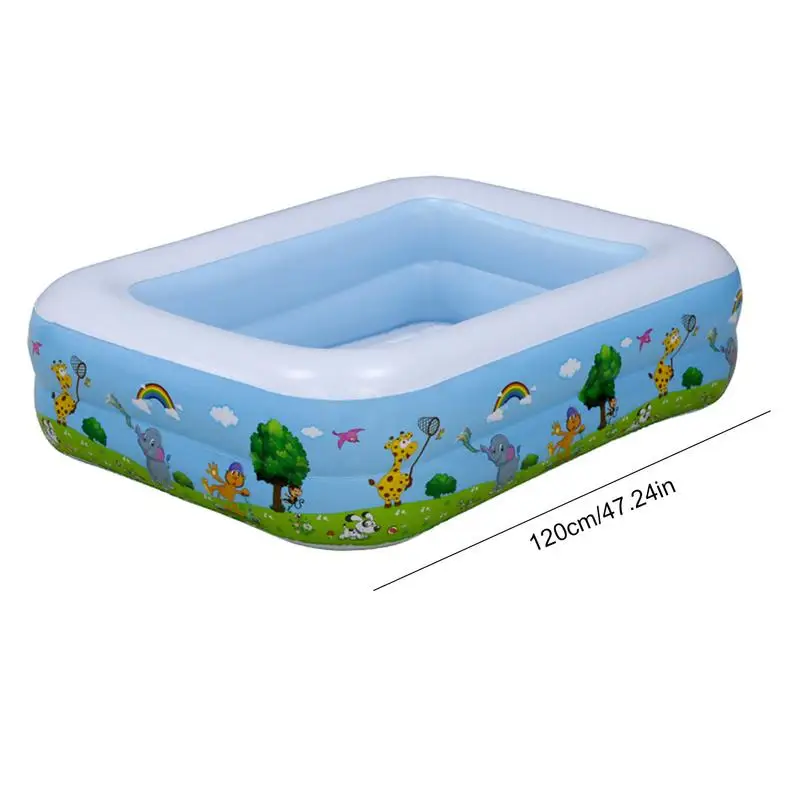 Kids Backyard Garden Inflatable Pool Outdoor Indoor Summer Foldable Square Blow up Pool Space-Saving Swimming Pool for Baby