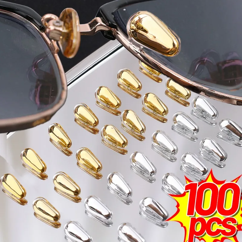 2/100Pcs Silicone Glasses Nose Pads Non-slip Removable Screw Replacement Repair Gold Silver Nasal Pad Eyeglasses Accessories