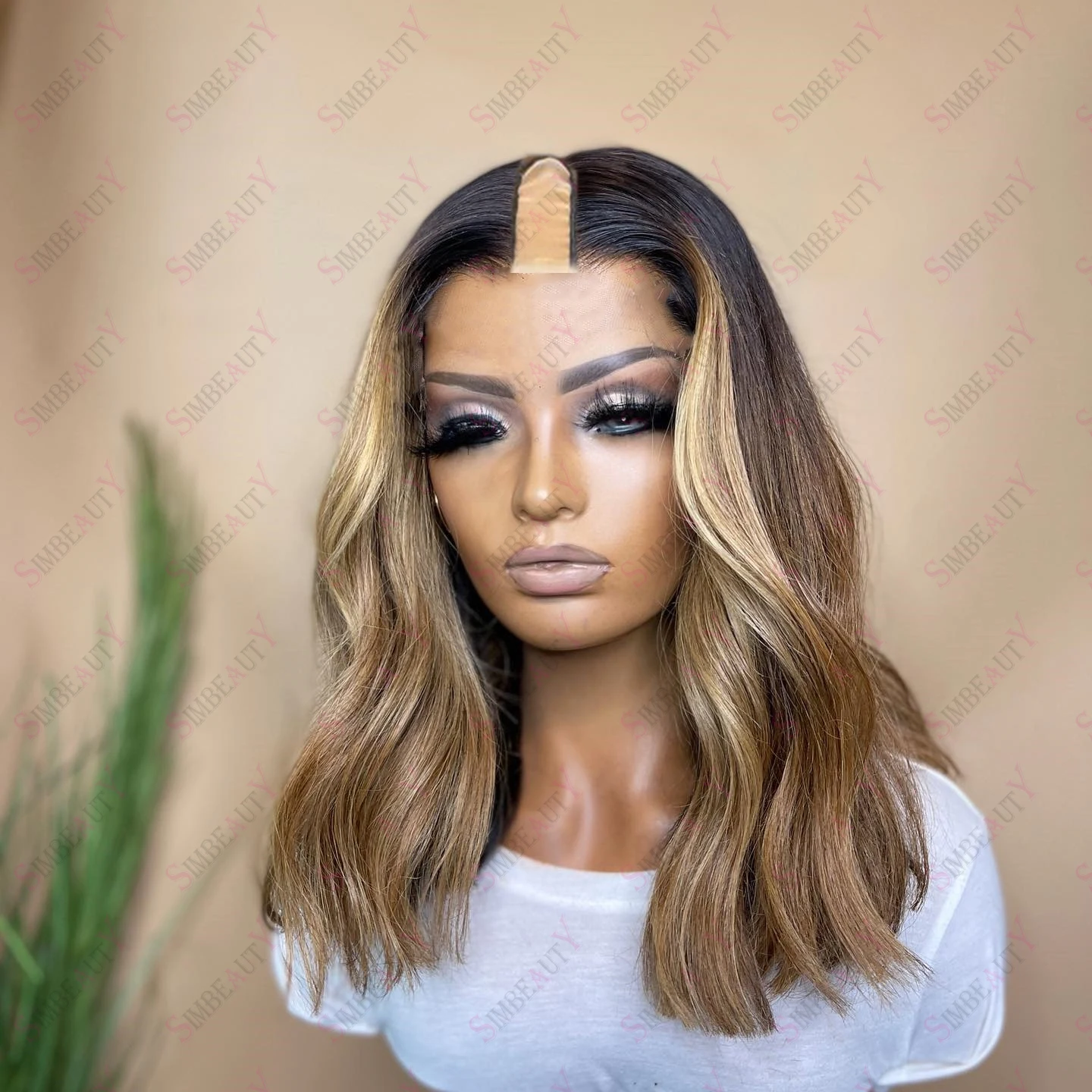 Highlight Brown Glueless Loose Wave U Part Wig 100% Human Hair Body Wavy U Shape High Density Remy Full Machine Made Half Wigs