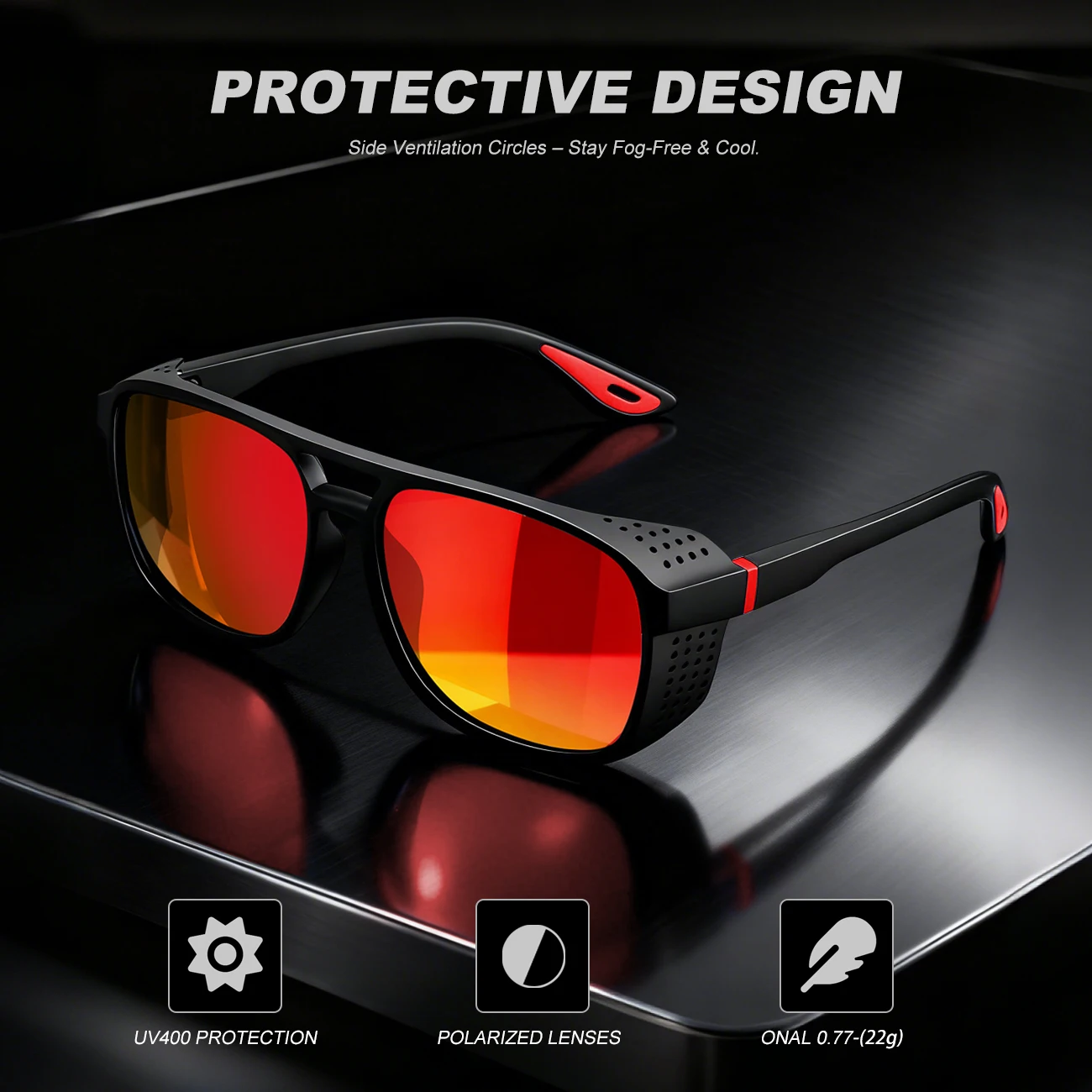 Neue Punk-polarisierte Sport-Sonnenbrille, winddicht, UV400, leicht, für Radfahren, Laufen, Fahren, Outdoor-Aktivitäten – Detail 6