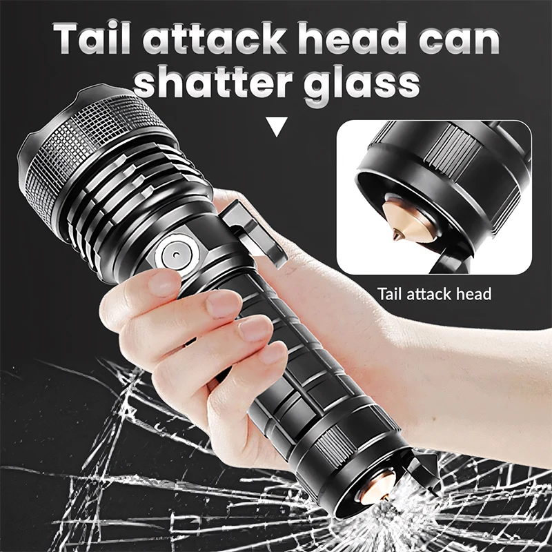 

Многофункциональный ультра-яркий светодиодный фонарик XHP160 Type-C с зарядкой, высокоинтенсивный луч и аварийный инструмент для разбивания окон