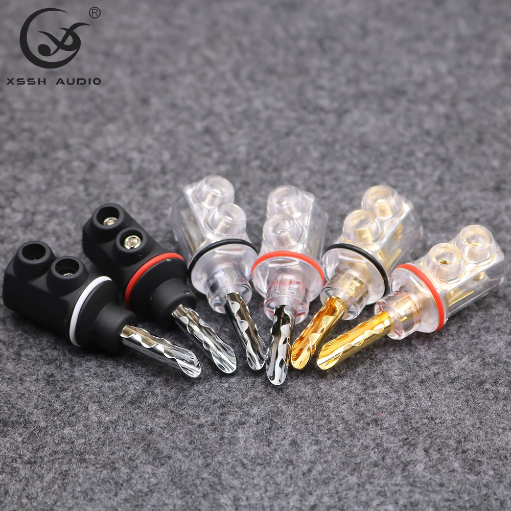 8Pcs XSSH HIFI Hi-End Tellurium ทองแดงชุบโรเดียมสีดำ Audio Video ลำโพง8มม.เครื่องขยายเสียงปลั๊กกล้วยแจ็ค