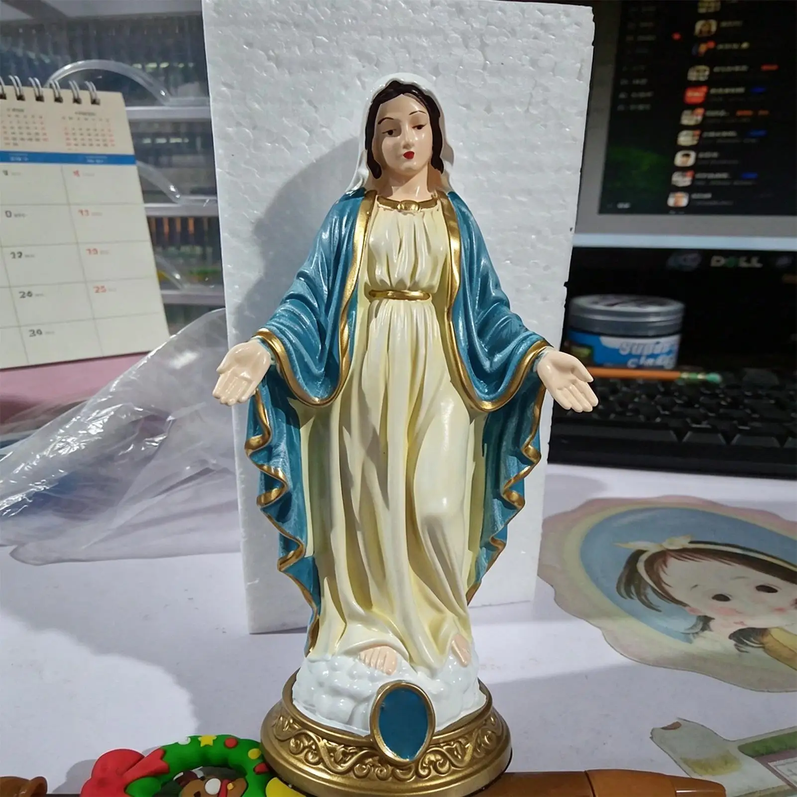 Religious Statue Set Jesus Mary Figurine 8 Inch Resin Blessed Mother Collectible Catholic Desk Decor Prayer Altar Gift