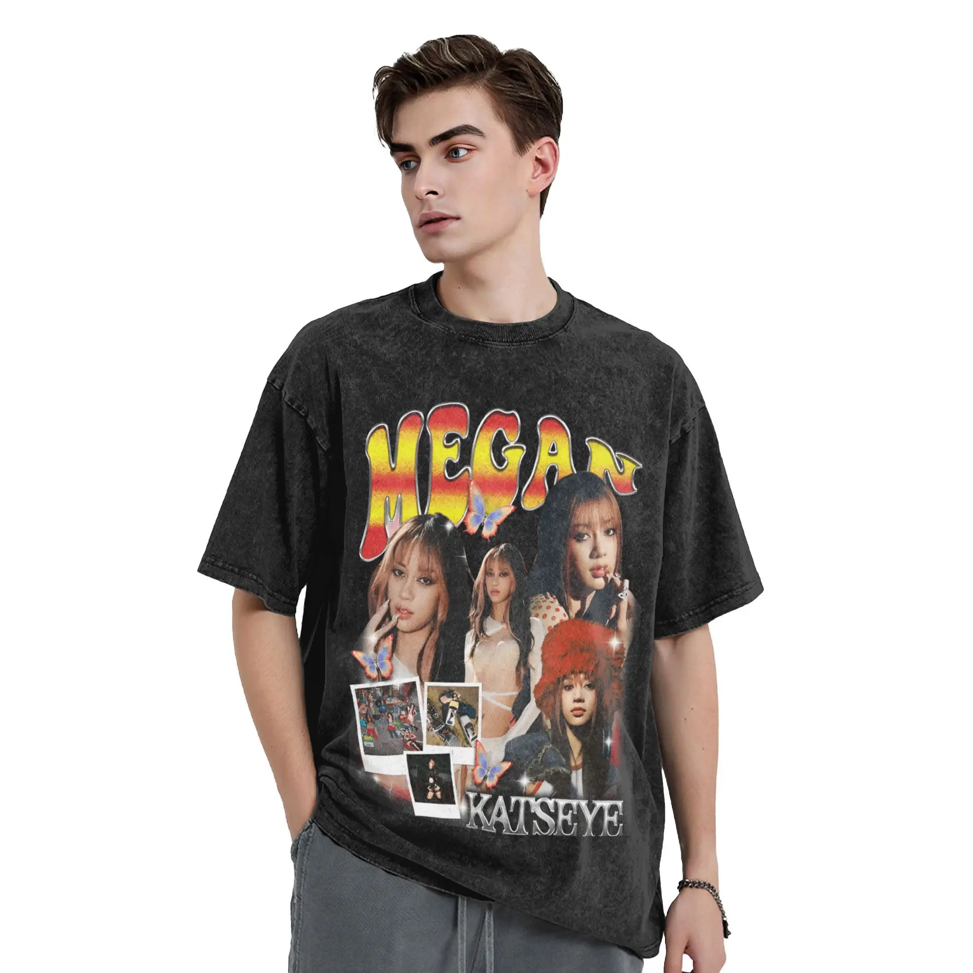 Männer Koreanischen Stil KATSEYE Gnarly T-Shirts Tops Sommer Y2K Spaß Kurzarm T-Shirt Oansatz Trendy Cool Casual T-shirt Billig