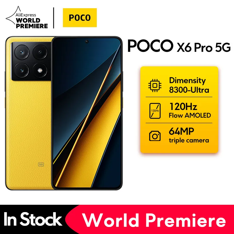 【World Premiere】Global Version POCO X6 Pro 5G 256GB/512GB Dimensity 8300-Ultra 67W Charging 64MP Triple Camera 120Hz 5000mAh NFC