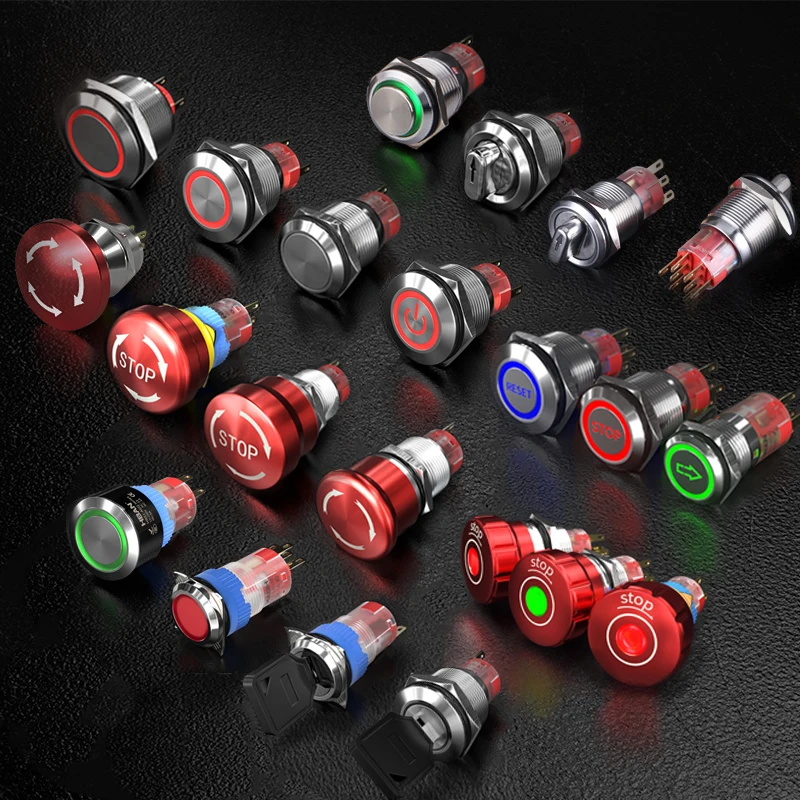 HBAN Waterproof Metal Emergency Stop Button Switch 22mm IP67 Industrial Control Panel 5A 250V Latching Safety E-Stop