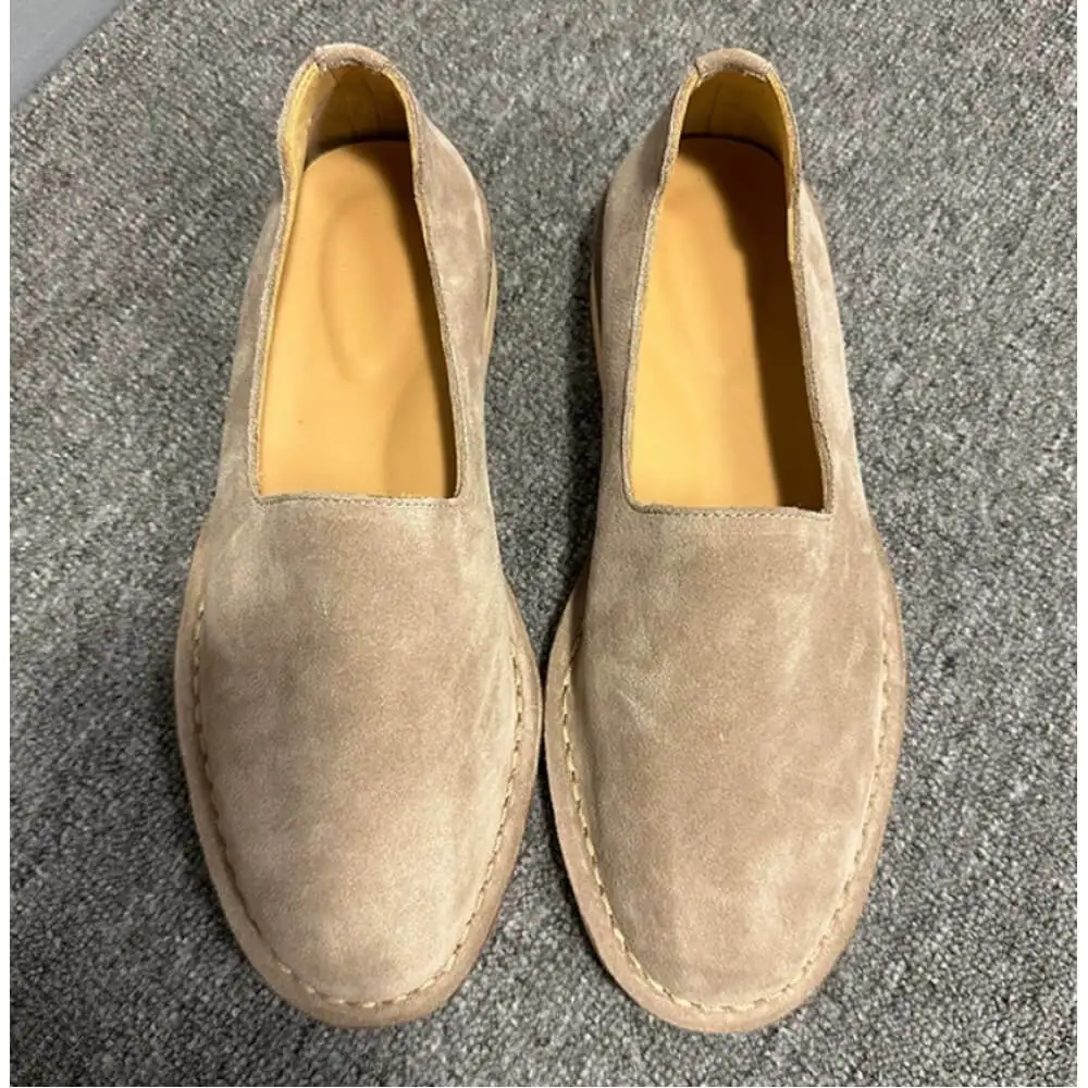 Handcrafted Taupe Suede Minimalist Loafers – Superior Craftsmanship, Timeless Neutral Appeal