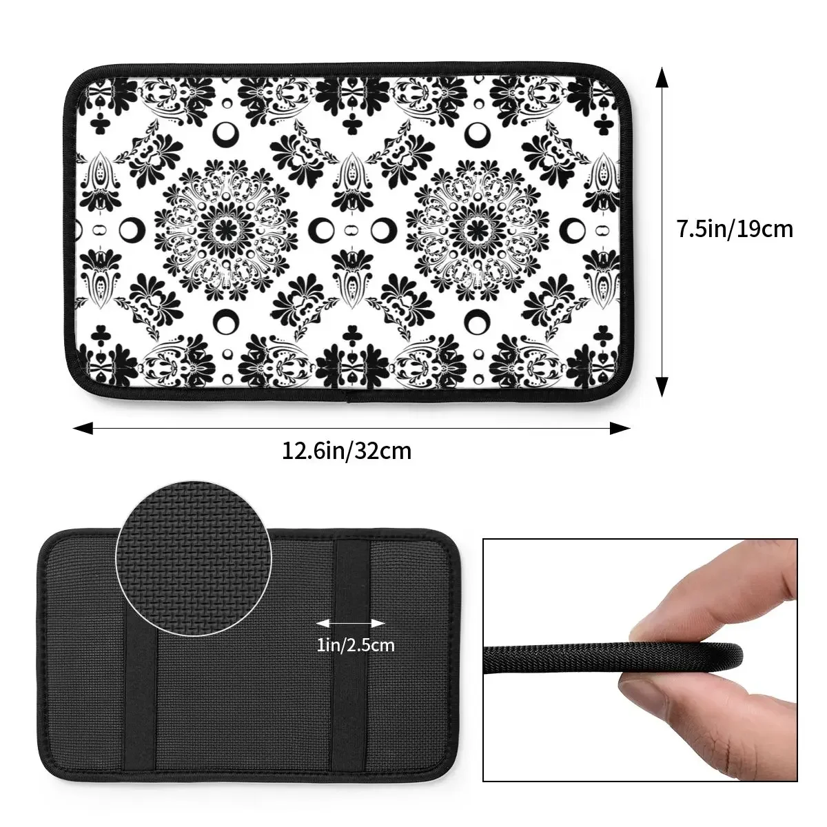 Floral Bandana Pattern Car Armrest Cover Mat Universal Center Console Cover Pad Storage Box Cover Car Decor Accessories