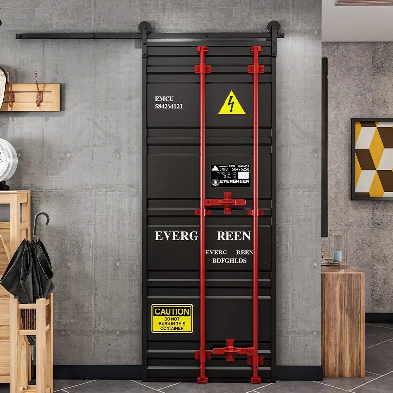 Retro Industrial Wrought Iron Barn Door Sliding Track Kit Container Style Lifting Rail Moving Door for Kitchen Bathroom