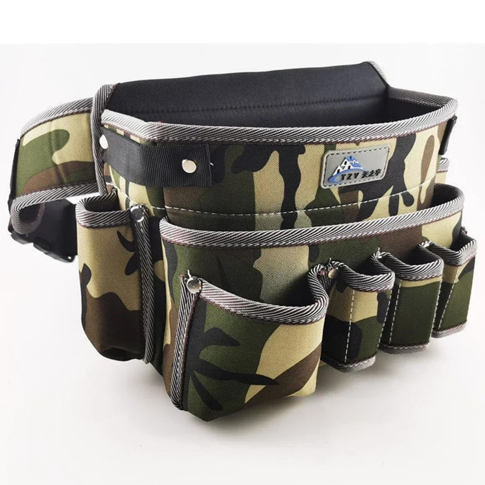 Wear-resistant Oxford Cloth Tool Bag Multifunction Repair Hardware Storage Waist Bag Portable Camouflage Organizer Pouch