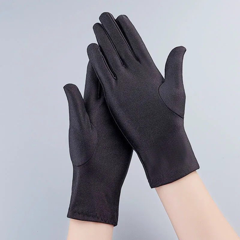 

Fashion Summer Spandex Gloves Women Men Sun Protection White Black Thin Short Stretch Dressy Dance Gloves