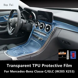 For Mercedes-Benz Classe C/GLC W205 X253 Car Interior Center Console Transparent TPU Protective Film Anti-scratch Repair Film