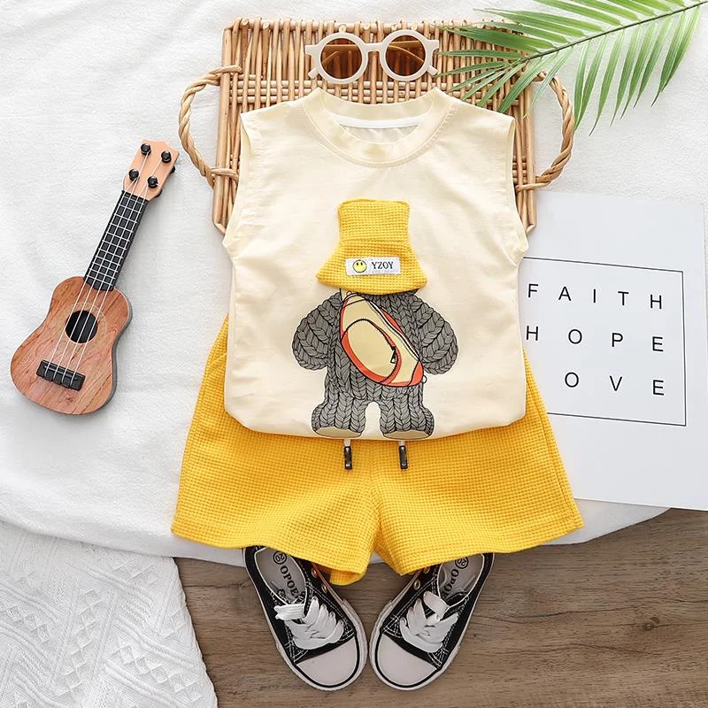 New Summer Baby Boys Clothes Suit Children Cartoon Vest Shorts 2Pcs/Sets Infant Outfits Toddler Casual Costume Kids Tracksuits