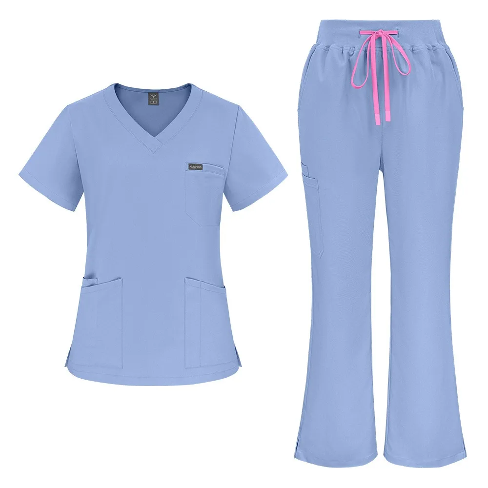 Short Sleeved Spa Uniform Women Hospital Nursing Uniform Multicolor Stretch Fabric Pet Clinic Vet Work Clothes Nurse Accessories