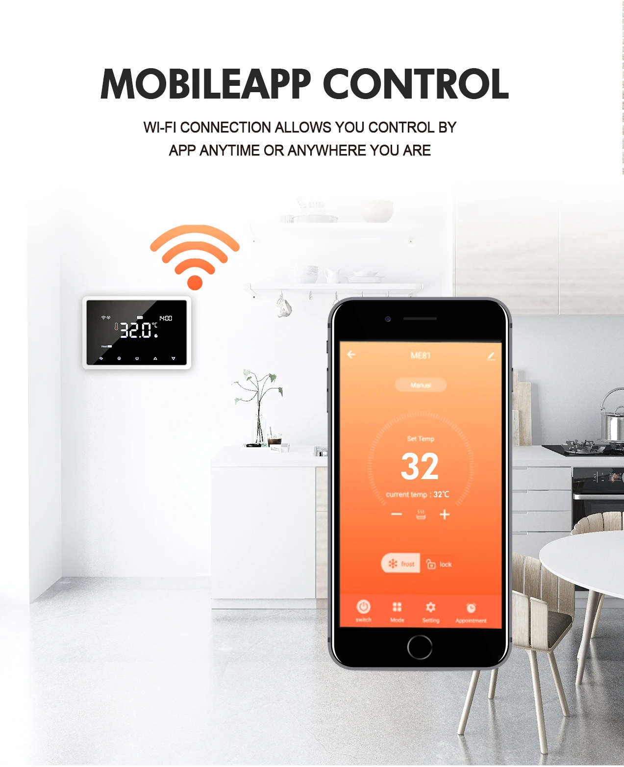 Wireless WIFI  Smart  Gas  Boiler Heating Thermostat  Programmable  Remote Control Thermostat