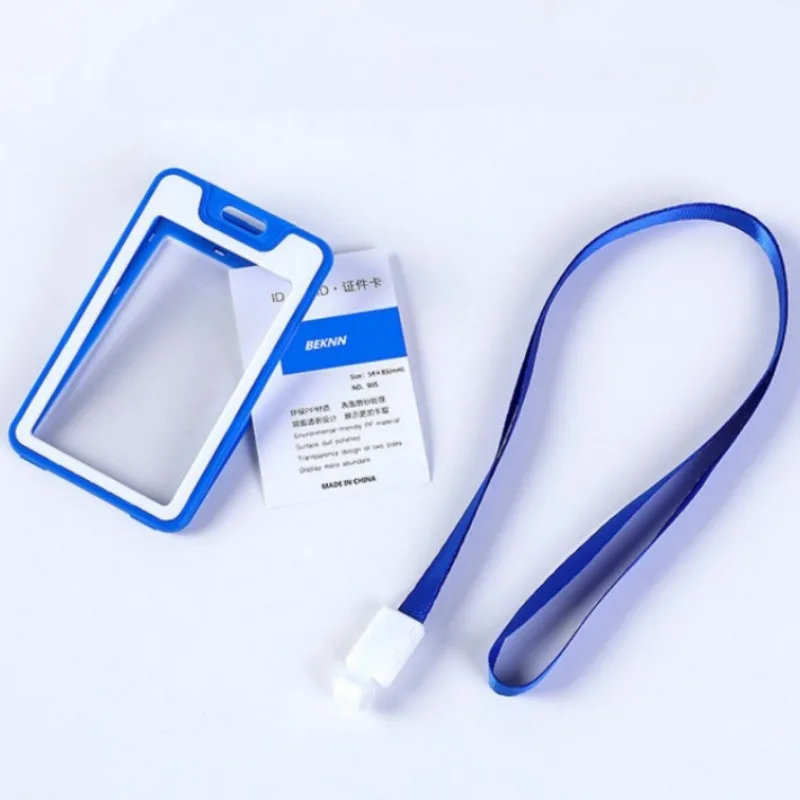 1Set Plastic Badge Holder Double-sided Transparent Working Permit Case for Staff Pass Work Card Covers Exhibition ID Tag Sleeve