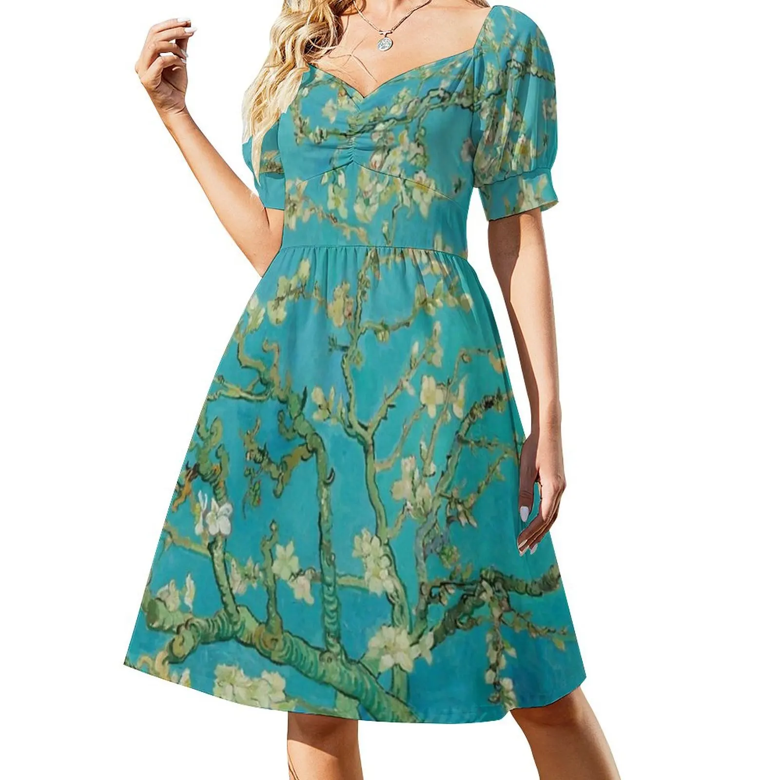 

Vincent Van Gogh - almond blossoms,No,02. Short-Sleeved Dress beach dresses Dresses gala summer dress korean women