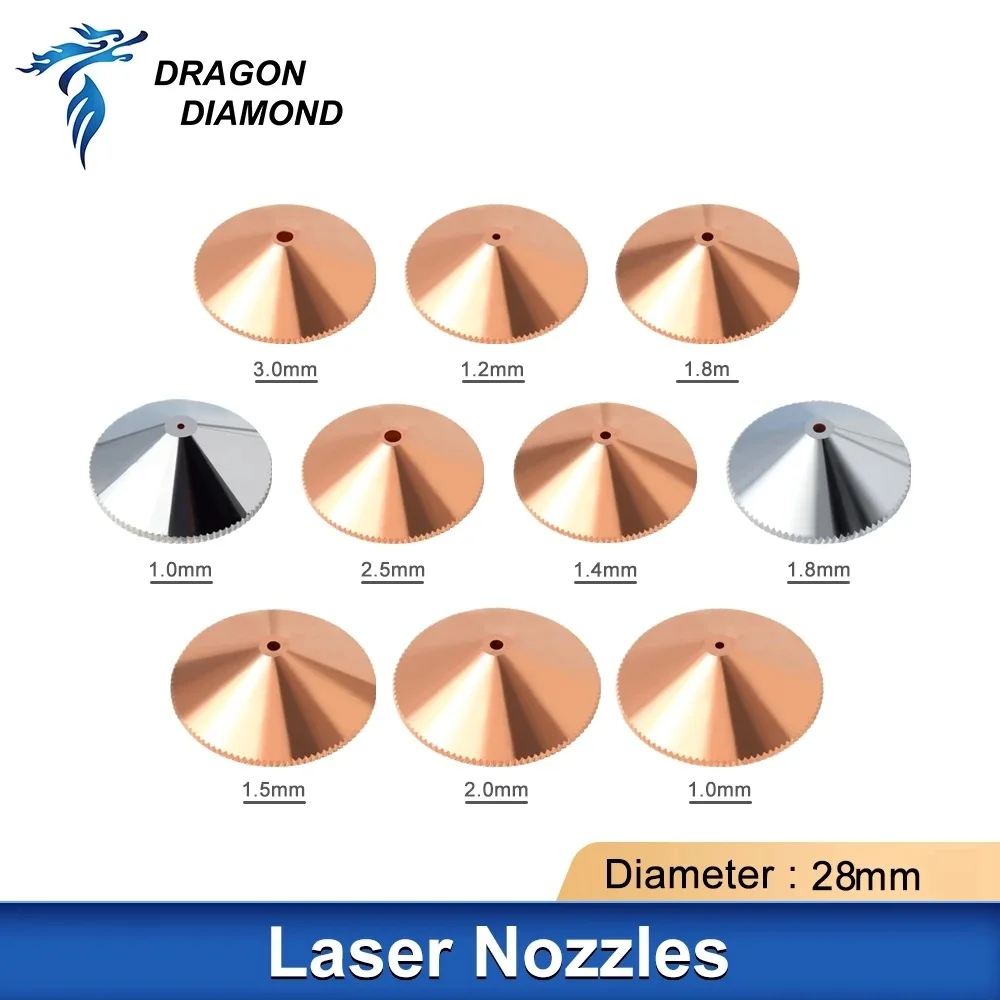 Laser Nozzle Single Double Chrome-plated Layers D28 Caliber 1.0-5.0mm for Raytools Precitec WSX CNC Fiber Cutting Head