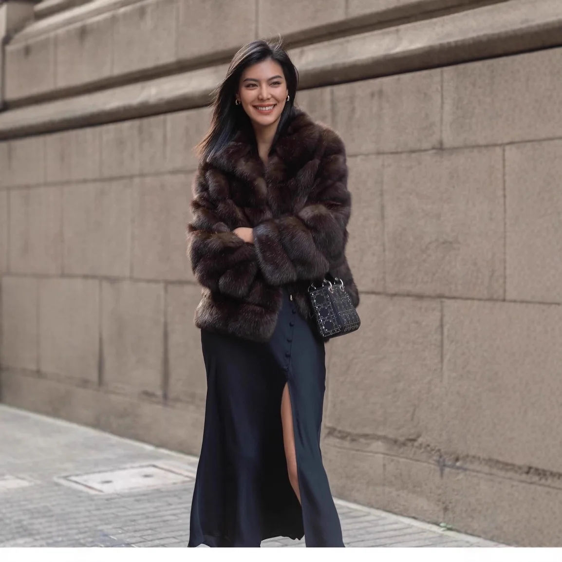 KIDCRKJ Donna Inverno Pelliccia Artificiale Capispalla Vintage Marrone Colletto del Vestito Giacca di Pelliccia di Visone da Donna Elegante Chic Lady Eco Cappotto di Pelliccia