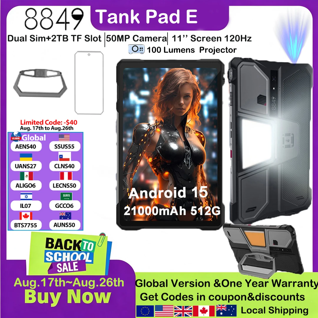8849 TANK PAD E 120Hz 512GB 21000mAh Android 14 Phone