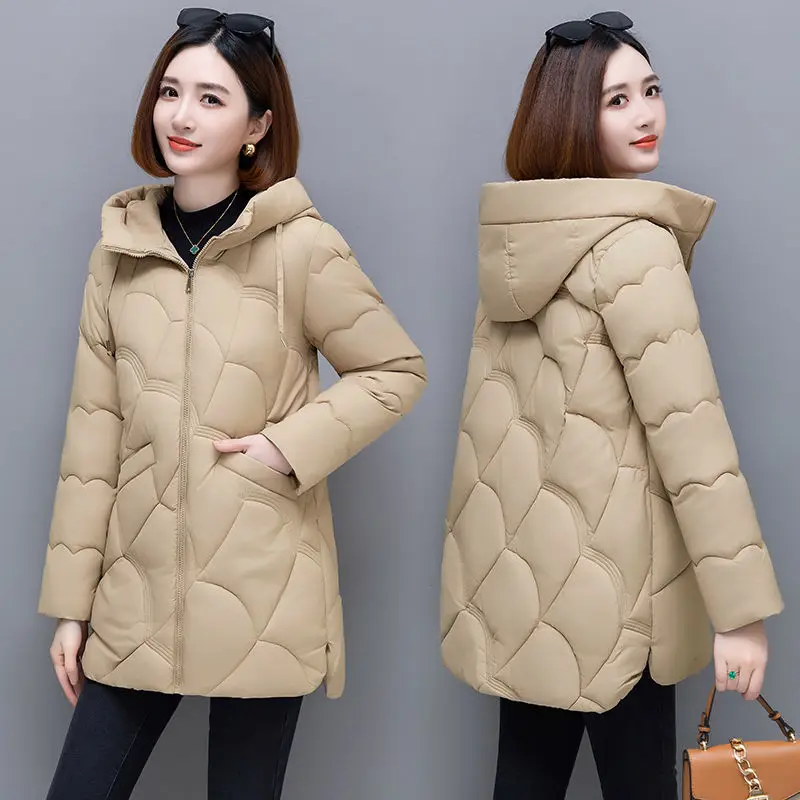 Ladies Fashion Winter Coat Women Down Cotton Hooded Jacket Woman Casual Warm Outerwear Jackets Female Girls Black Clothes PA1021