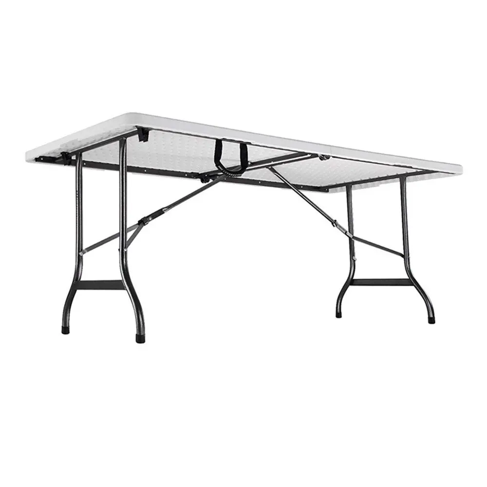 Garten tisch faltbar 180x76 cm Tragegriff Kunststoff 8 Personen Buffett isch Camping klappbar weiß – Detail 10