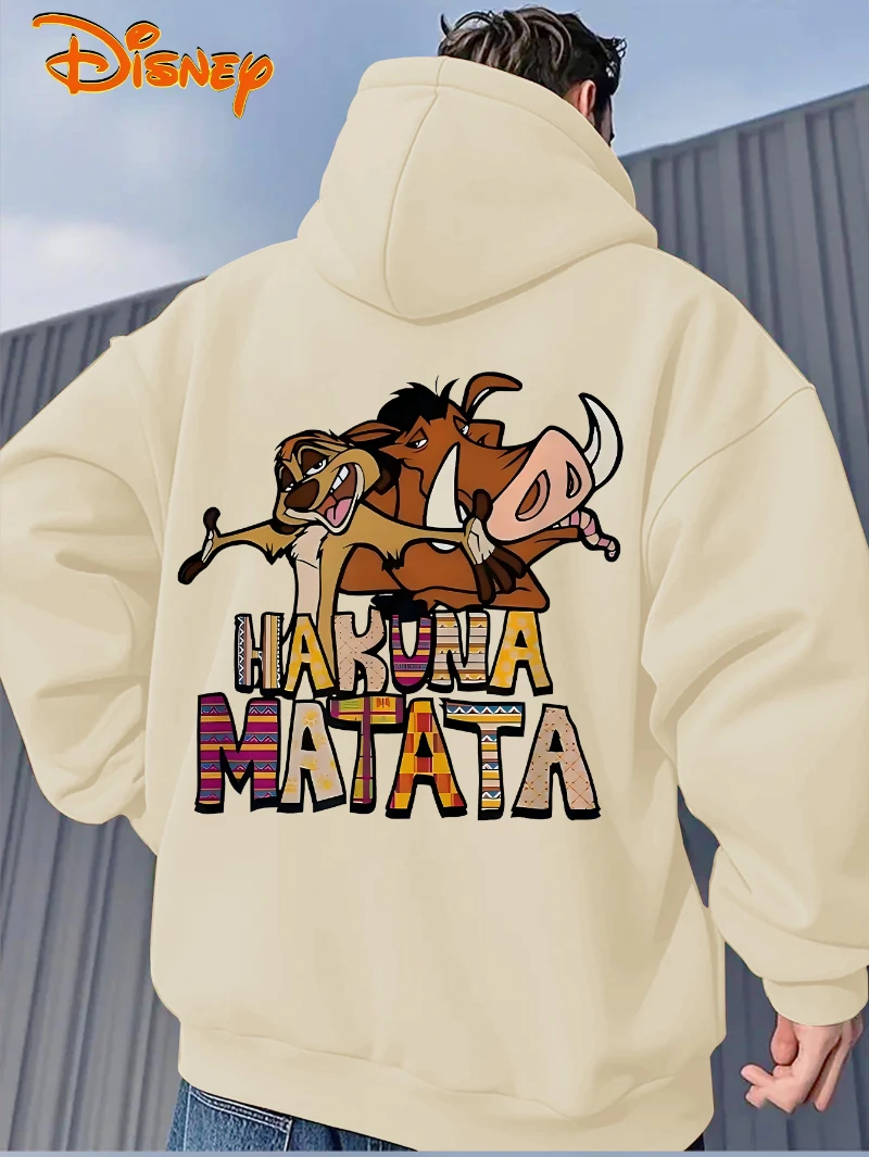 

Men's Hoodie - Hakuna Matata Cartoon Printed Hoodie Loose Hoodie Autumn/Winter Casual Travel Home Clothing