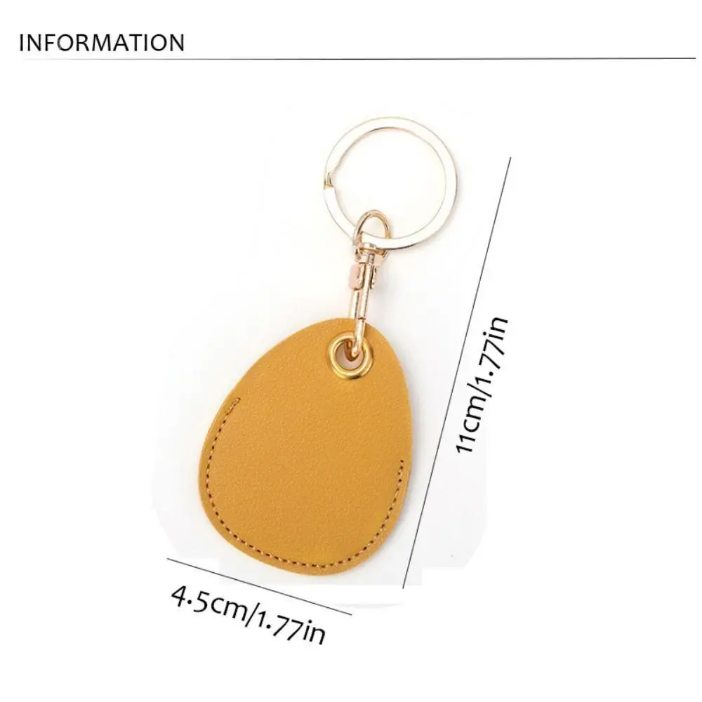 Cute Antirust Leather Keychain Solid Color Alloy Key Tag Ring Drop Access Card Holder