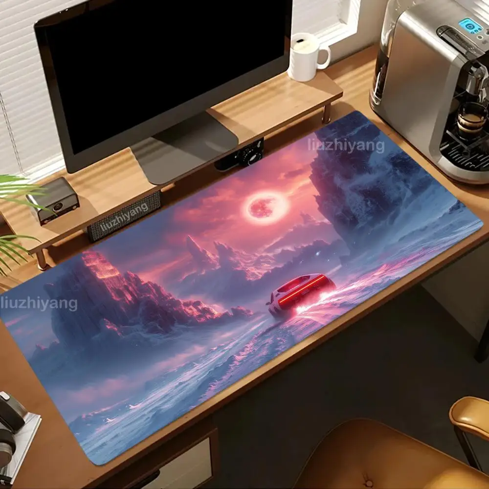 

Scenery Car Design Mouse Pad Large Computer Office Game Table Mat XXL Rubber Non-slip Stitched Edge Keyboard Mats Long Desk Pads