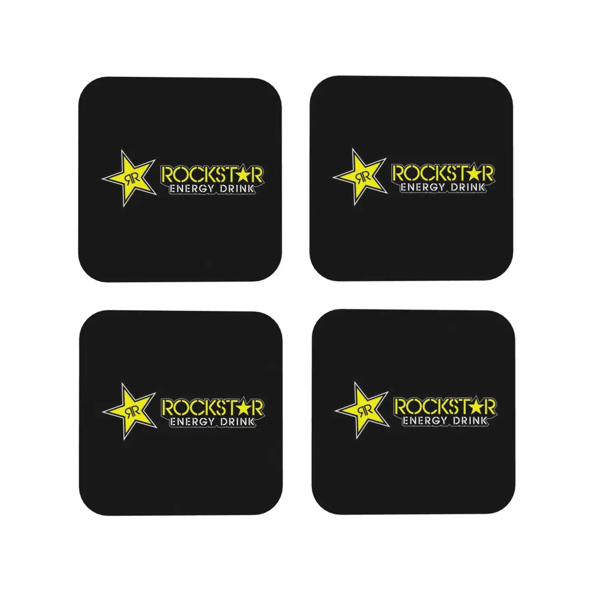 Rockstar Energy Drink Untersetzer, Kaffeematten, Tassen- und Becheruntersetzer, Tischsets, Geschirrunterlagen für Zuhause, Küche, Esszimmer, Bar
