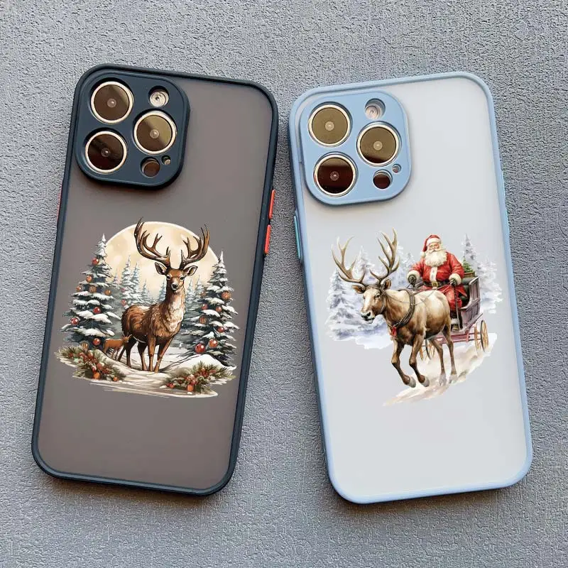 Weihnachten Elch Santa Claus Cartoon Handy hülle für iPhone 14 15 Pro Max Plus 13 12 11 Pro Max Mini x xr xs 7 8 plus se 2020 Abdeckung