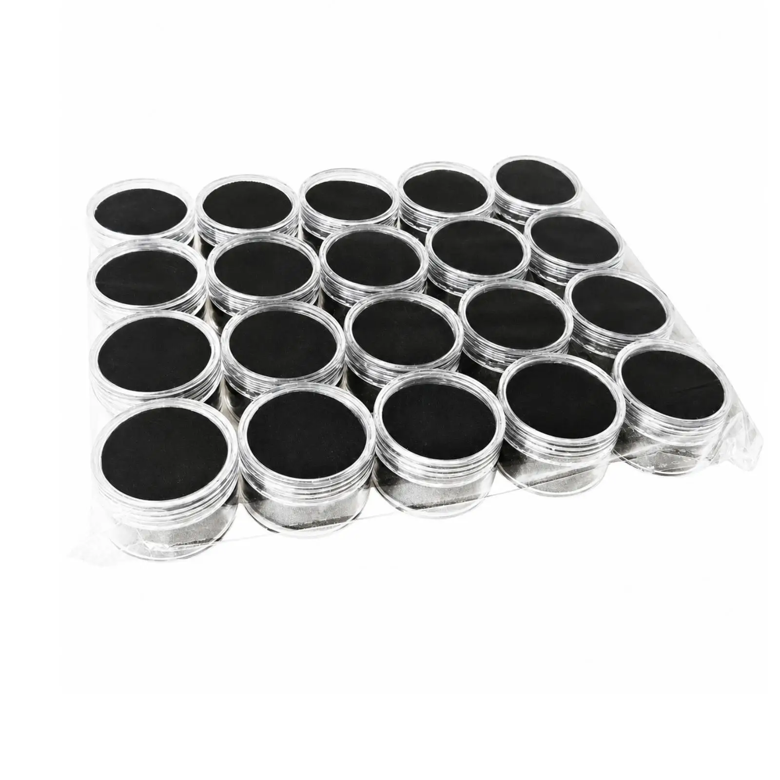 20 Pieces Cosmetic Storage Jars Flat Cosmetic Jars with Lids Clear Plastic Containers Stackable for Jewelers