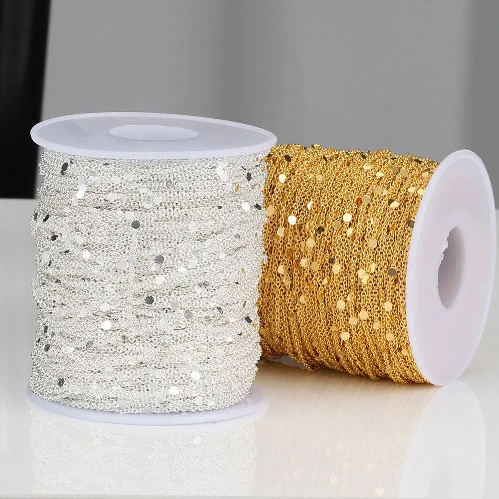 Exquisite Bracelet 1.5mm Sequins Copper Cable  2M Sequins Chain Components Craft DIY Findings Jewelry Making