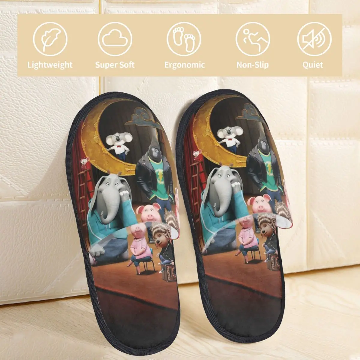 شباشب كرتونية من فيلم Sing 2 غير قابلة للانزلاق، شباشب من إسفنج الذاكرة الناعمة لغرفة المعيشة #2