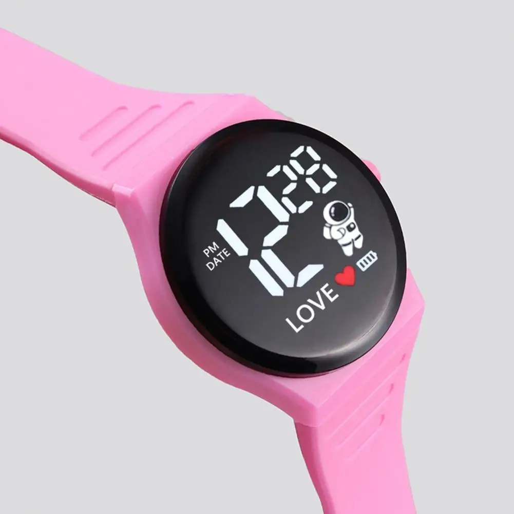 Montre électronique LED avec bracelet rond en silicone pour hommes, femmes, filles, garçons, décontracté, sport, montre-bracelet numérique, cadeau d'anniversaire