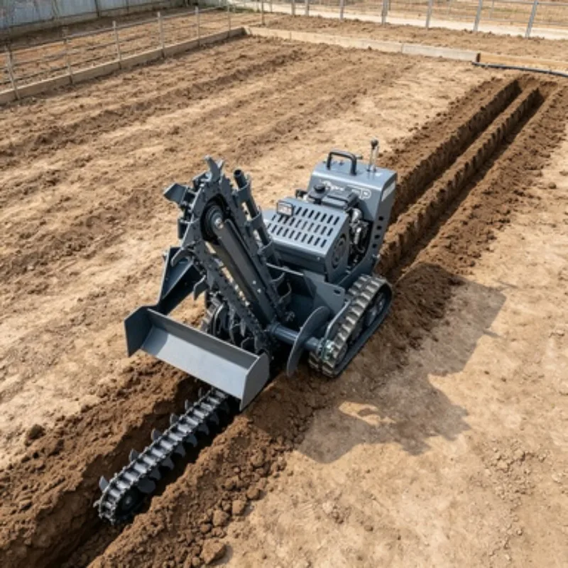 Hydraulic Trencher, Chain Type Ditch Digger Adjustable Trench Depth For Orchard Fertilizer Groove Digging